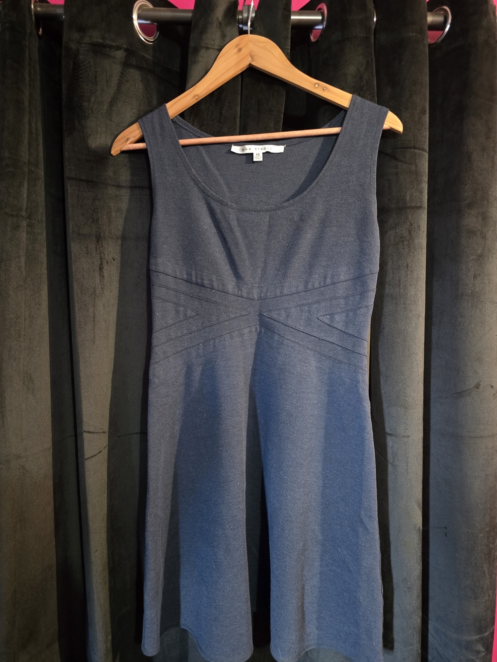 Max Studio Navy Fit-and-Flare Midi Dress
